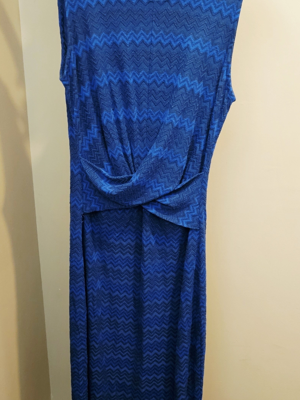 Emerald Sundae Electric Blue Chevron Twist Midi Dress